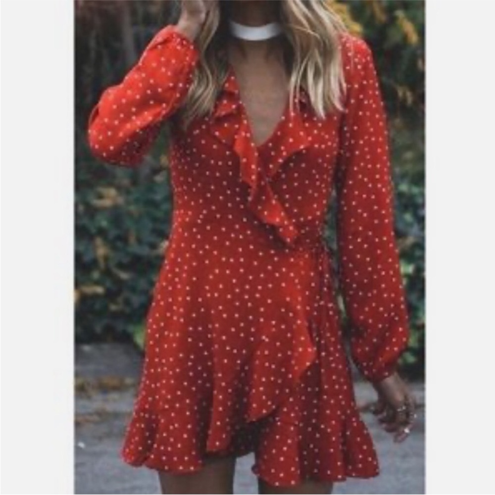Lovers + Friends Star Print Ruffle Wrap Romper Skort Shorts - Picture 3 of 10